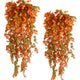 Antspirit 2pcs Artificial Hanging Fall Plants Fake Hanging Plant Faux Eucalyptus Leaf Greenery Vine Outdoor UV Resistant Plastic Plants (2, Fall Orange)