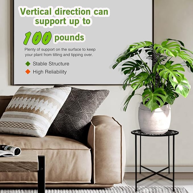 Plant Stand Indoor Outdoor, 15" Tall Flower Pot Stand, Round Metal Corner Plant Stand for Flower Pot, Rustproof Flower Plant Holder for Home, Garden, Patio, Plant Lovers, Housewarming (Set of 1)