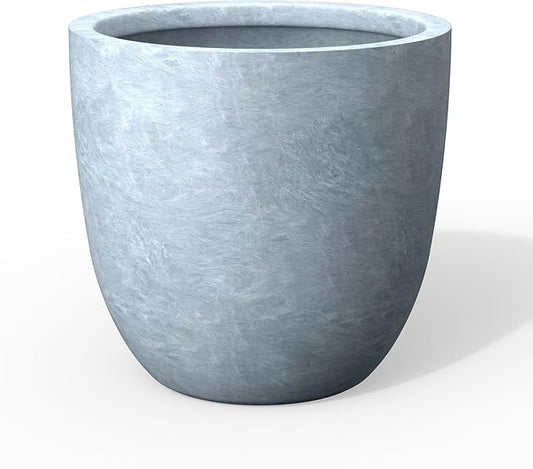 Kante Round Concrete Planter, Large Outdoor Indoor Garden Pots with Drainage Hole, 14-Inch Diameter Flower Pots for Patio, Garden and Home, Slate Gray