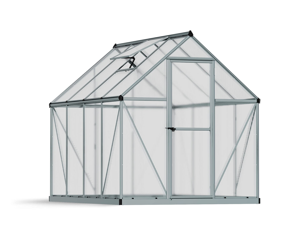 Palram - Canopia Mythos 6' x 8' Polycarbonate Hang Plants Greenhouse Silver
