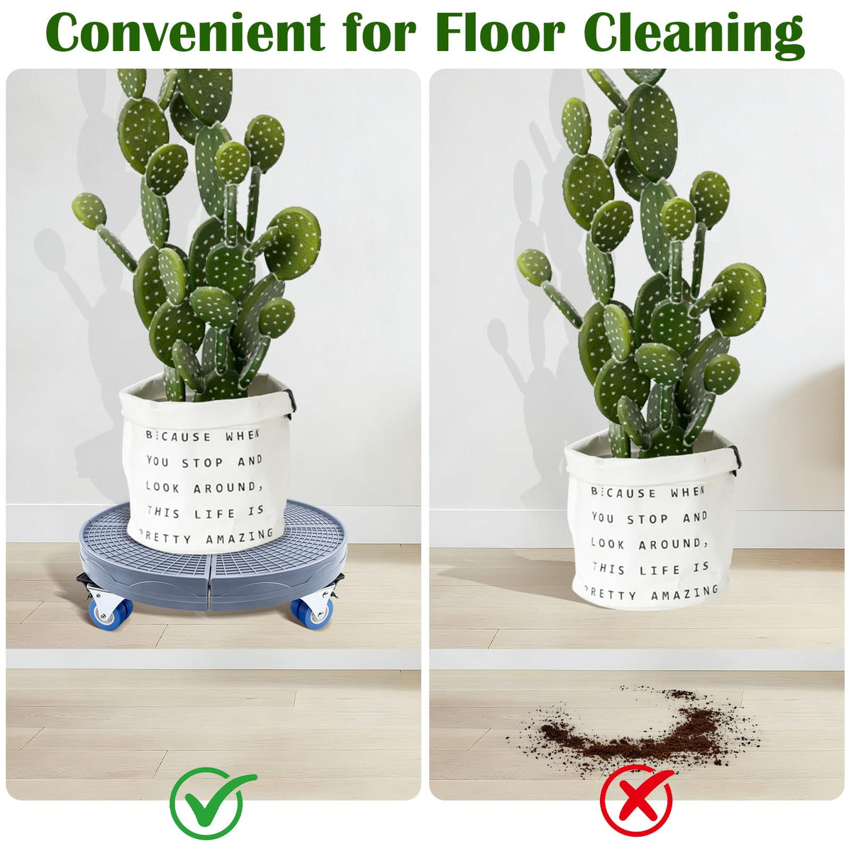 Plant Caddy with Wheels, 15-20 inch Adjustable Rolling Plant Stand, 2 Pack
