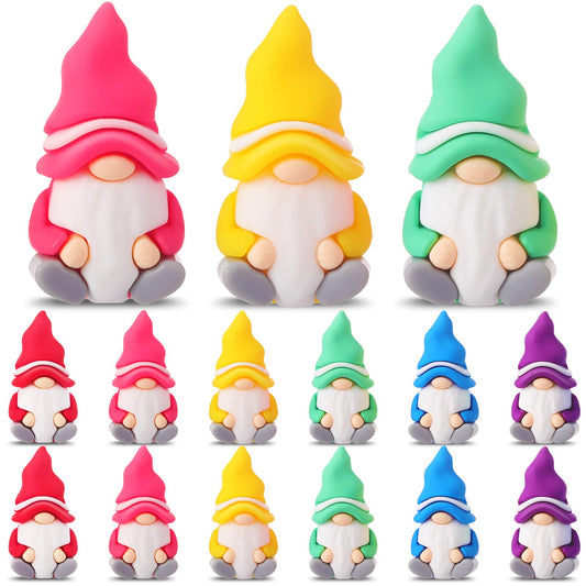 DoubleFill 15 Pcs Mini Gnomes Figurines Bulk Rubber Statue Tiny