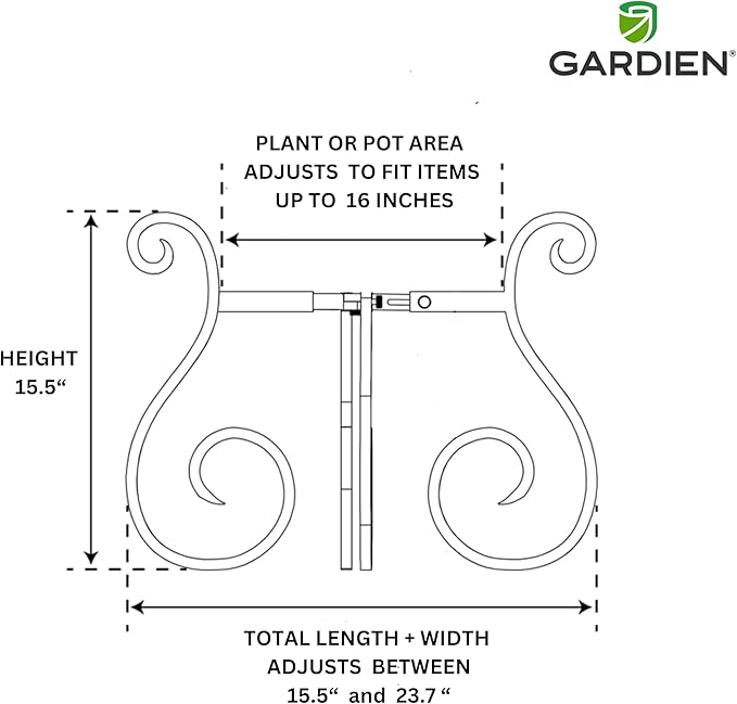 Gardien Adjustable Plant Stand Indoor Outdoor, Mid Century Modern Medal Holder for Large Planters