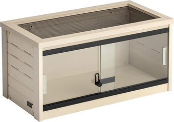 New Age Pet ECOFLEX 24" Wide Small Reptile Habitat Enclosure, Glass Front Terrarium for Snakes, Lizards & Tortoises in Maple or Grey, Easy to Clean, Front Access Design and Mesh Top