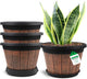 4 Pack 14 inch Plant Pots,Whiskey Barrel Planters with Drainage Holes