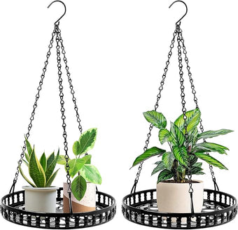 Plant Hanger Indoor Outdoor 2 Pack, Hanging Planter for Indoor Outdoor Plants, Hanging Plant Holder Shelf, Plant Hanging Basket, Decorative Metal Flower Holder