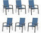 Sophia & William Lightweight Aluminum Outdoor Chair 6 Pieces, Rust-Resistant Aluminum Frame Patio Chairs, Stackable Design for Space Saving-Blue