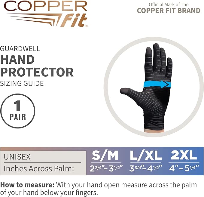 Copper Fit Guardwell Gloves Full Finger Hand Protection