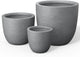 Kante Round Concrete Planter Set of 3, Large Outdoor Indoor Plant Pots with Drainage Hole, 10/14/18-Inch Diameter Flower Pots for Patio, Garden and Home, Gray