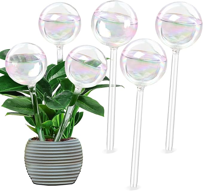 MOONSOUND 6pcs Glass Plant Watering Devices, Planter Self Watering Globes for Home Potting, Garden Flower Plant Watering Spikes Automatic Plant Water Bulbs Set for Indoor Outdoor Plant Daily Watering