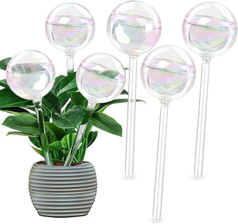 MOONSOUND 6pcs Glass Plant Watering Devices, Planter Self Watering Globes for Home Potting, Garden Flower Plant Watering Spikes Automatic Plant Water Bulbs Set for Indoor Outdoor Plant Daily Watering