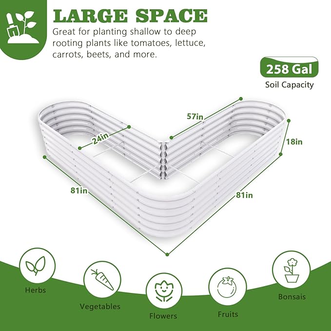 A ANLEOLIFE 14-Pack Deep Root Galvanized Raised Garden Beds Outdoor for Planting Vegetables Flowers Herb, Antique White