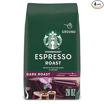 STARBUCKS® Espresso Roast – Ground Coffee 28oz (4 Bags)