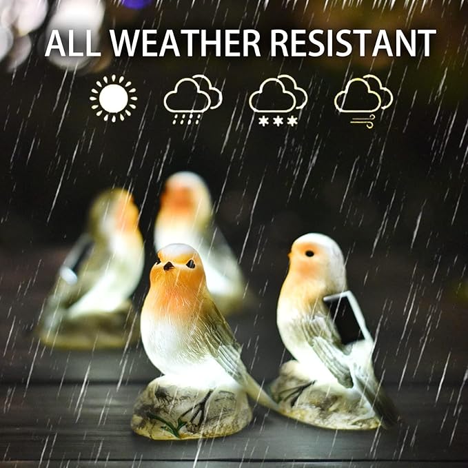 Solar Garden Decor Outdoor Statues - Waterproof Loving Bird Lights Decor for Yard, Lawn, Patio and Balcony Ornament, Unique House Warming Gifts for Women Grandma - 2 Pack