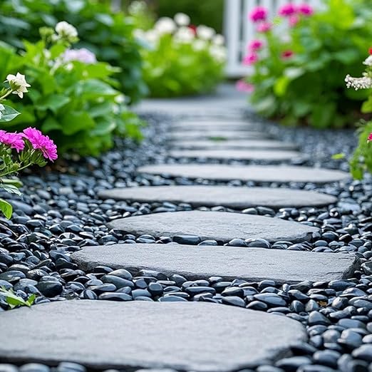 GreenVibe Large River Rocks for Landscaping, 20lbs Black Pebbles for Indoor Plants, 2-3 Inch Decorative Rocks for Planters, High Polished Stones for Vase Filler Fish Tank Garden