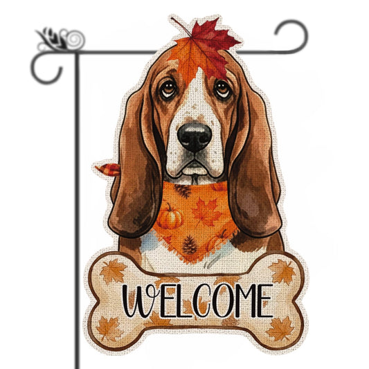 Fall Basset Hound Decor Outdoor - Basset Hound Fall Dog Decor Double Sided Garden Flag Outside Vertical Autumn Holiday Welcome Yard Decoration Lawn Outdoor Decor