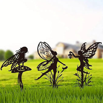 Garden Decoration Fairy Metal Flower Fairy 3-Piece Set Suitable for Yard, Flower Pot, Lawn, Flower Bed Decoration Gifts