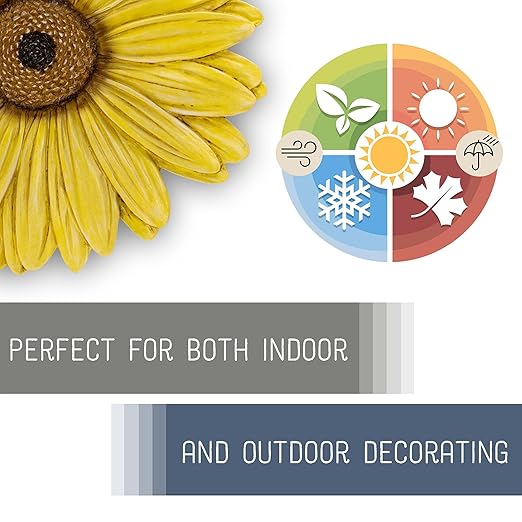 NAT & Jules Gerbera Daisy Flower Shaped Dimensional Indoor Outdoor 12 inch Cast Resin Decorative Garden Stepping Stone, Patio, Walkway Sculpture Yard Art, Yellow