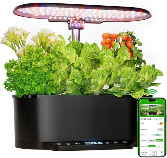 SPECILITE Hydroponics Growing System Kit with 30” Height, 15 Pods Herb Garden with 36W Grow Light, Auto Timer & Pump System, APP & WiFi Controlled Smart Indoor Garden for Vegetables,Kitchen & Gifts