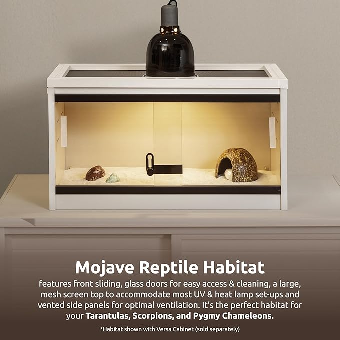 New Age Pet ECOFLEX 24" Wide Small Reptile Habitat Enclosure, Glass Front Terrarium for Snakes, Lizards & Tortoises in Maple or Grey, Easy to Clean, Front Access Design and Mesh Top