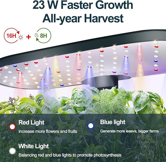 Indoor Garden Hydroponics Growing System12 Pods Plant Germination Kit Aeroponic Herb Vegetable Growth Lamp Countertop with LED Grow Light Hydrophonic Planter Grower Automatic Water Circulation (Black)