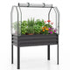 GIANTEX Raised Garden Bed with Legs & Greenhouse Cover, 44x22x60 Elevated Metal Planter Box with Roll-up Door, Outdoor Mini Greenhouse for Vegetable Flower Herb Patio Balcony (Black,1)
