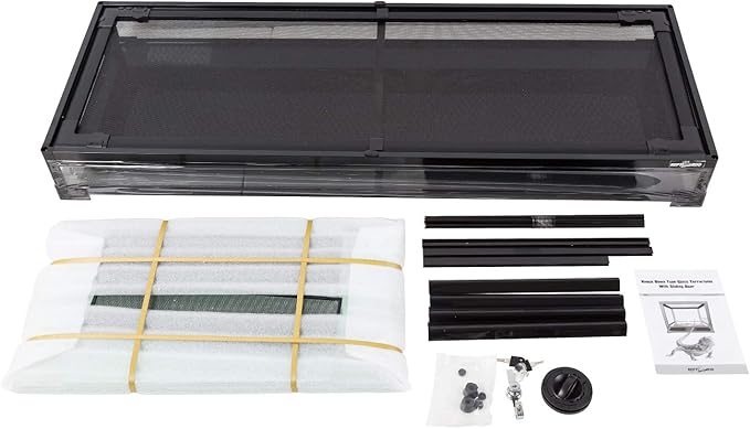 REPTI ZOO 67Gallon Reptile Large Terrarium Upgrade Glass Front Opening Tank Sliding Door with Screen Ventilation Reptile Terrarium About 48" x 18" x 18"(Knock-Down)