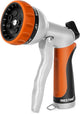 RESTMO Garden Hose Nozzle, Heavy Duty Metal Water Hose Nozzle with 7 Adjustable Spray Patterns, High Pressure Hand Sprayer with Flow Control, Best for Watering Plant & Lawn, Washing Car & Pet, Orange