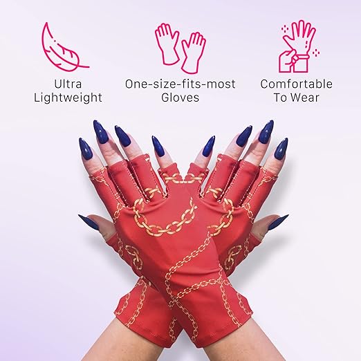 ManiGlovz - The Original UPF 50+ UV Light Protective Nail Gloves for Women, with Aloe Vera, Polyester and Lycra Materials, in Doughnot Print
