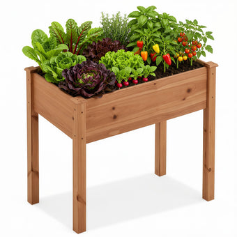 DUMOS 34x18x30 Inch Raised Garden Bed, Elevated Wood Planter Box with Legs