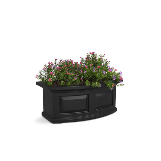 Mayne Nantucket 24in Self-Watering Rectangular Window Box Planter, Black