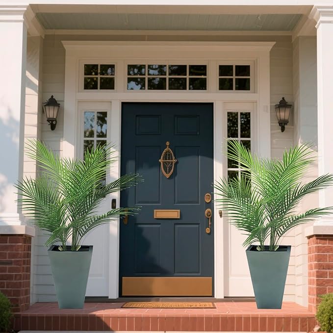 Artificial Palm Plant 2.7FT Fake Palm Tree with 12 Trunks Perfect 32 inch Faux Tropical Palm Plants in Pot for Indoor Outdoor House Home Office Garden Modern Decor Housewarming Gift (2Pack)