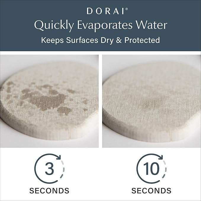 Dorai Home Stone Coaster Set – 4 Absorbent Diatomite Coasters for Instant Drying, Modern Design, Sandstone