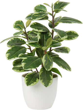 Briful Artificial Plants Mini Camellia Potted Fake Plants Small Faux Plastic Plants Desk Plant Artificial Flowers with Vase for Home Office Desk Kitchen Garden Indoor Decor
