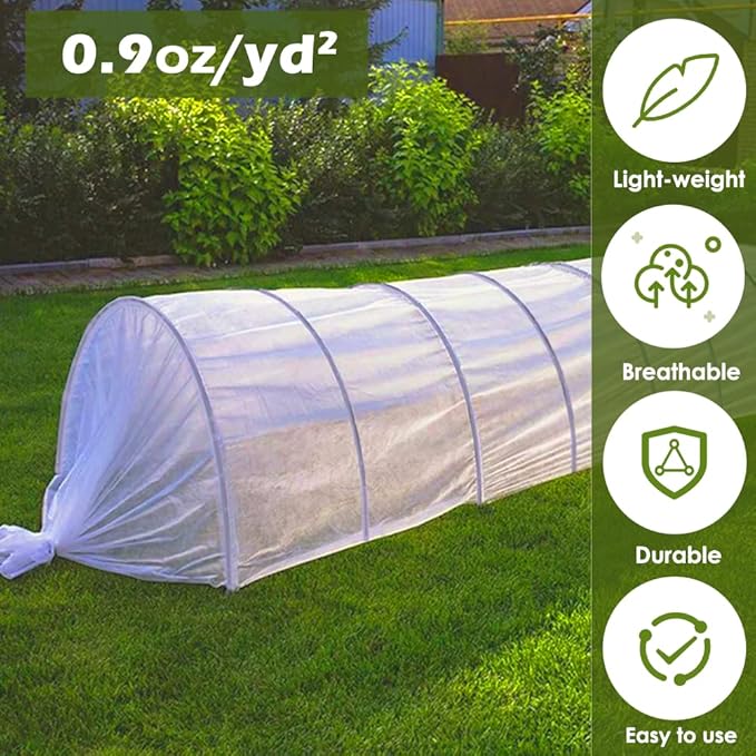 JUNKOGO Plant Freeze Protection Cover, 10x30ft Frost Cloth Winter Garden Blanket, Floating Row Cover for Cold Weather and Shade, Perfect for Outdoor Vegetables, Trees, Greenhouse