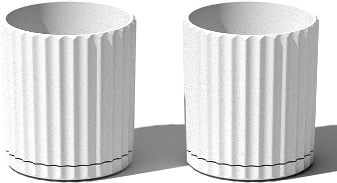 Veradek Demi Series Demi 6" Planter w/Tray - White, 2 Pack