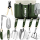 Aimerla Gardening Tools Set of 9 Heavy Duty Garden Tools with Non-Slip Rubber Grip with Large Garden Bag for Tools Durable Hand Tools for Gardening, Weeding,Gardening Gifts for Women,Men (Dark Green)