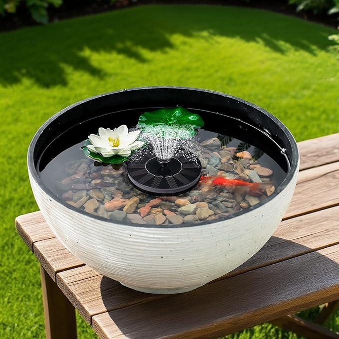 charmshine 13.7inch Large Lotus Bowl Planter Garden Water Plant Pot Bird Bath Bowl Landscaping Planter Water Lily Pots for Outdoor Indoor Planting in Water Small Fountain Base Mini Fish Pond (White)