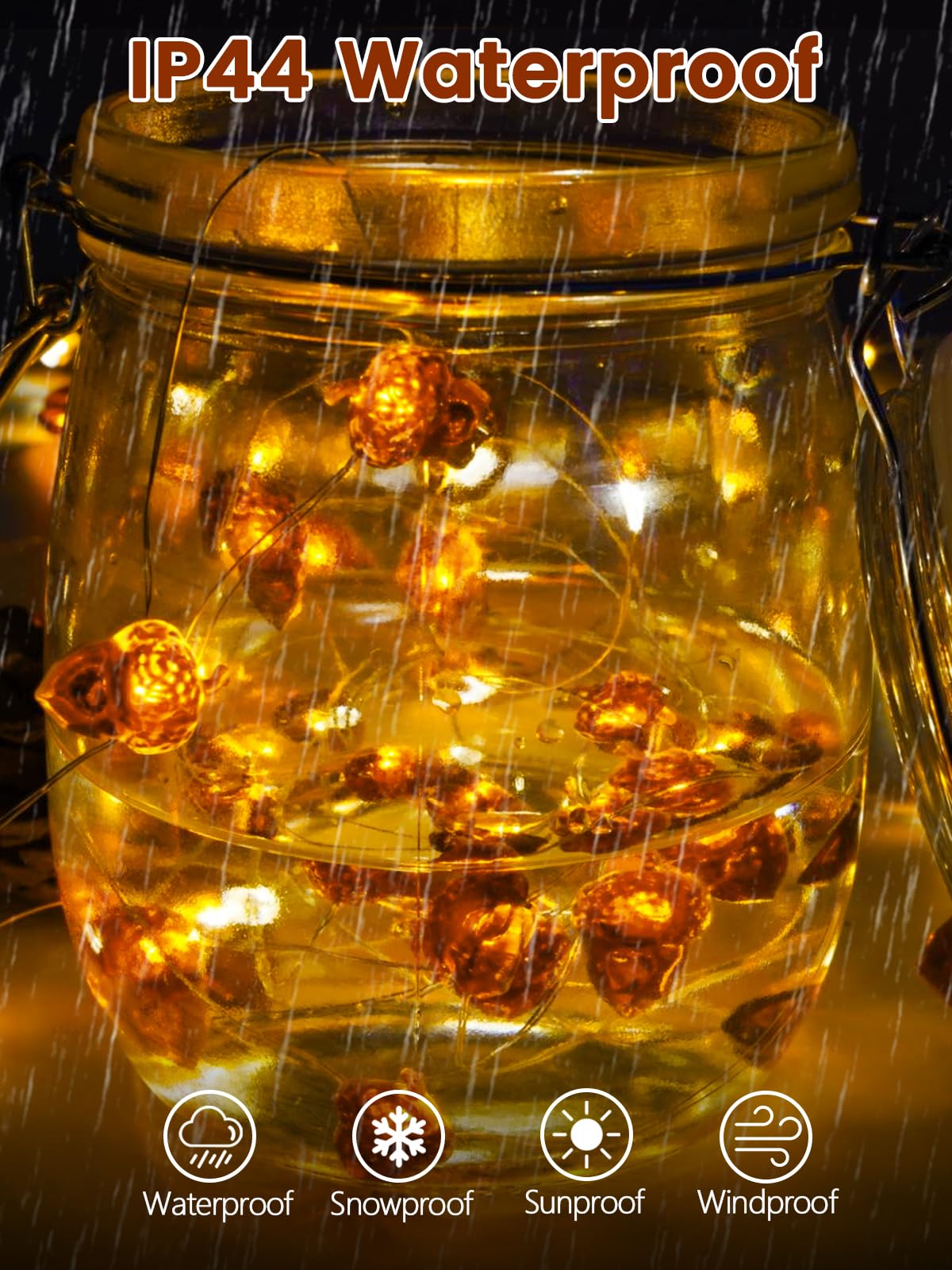 2 Pack 30 LED Acorn Fall Decorations, String Lights Battery Operated Remote