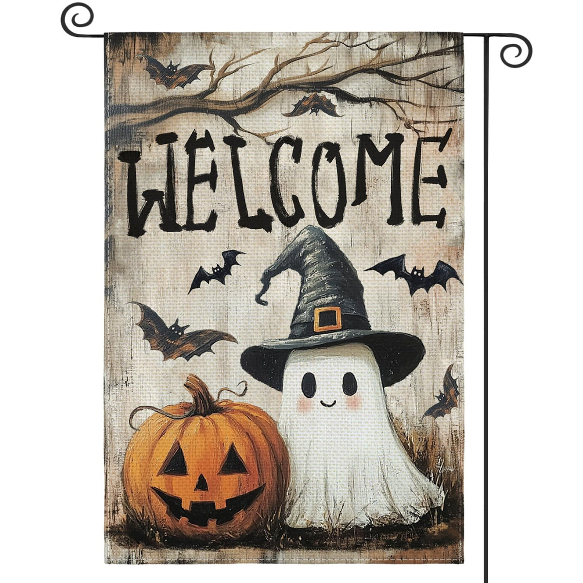 AVOIN colorlife Welcome Halloween for Outside Garden Flag 12x18 Inch
