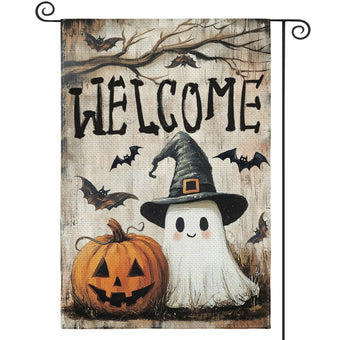 AVOIN colorlife Welcome Halloween for Outside Garden Flag 12x18 Inch