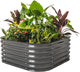 Vego garden Raised Garden Bed Kit, 17" Tall 4 in 1 Modular Metal Raised Garden Beds Kit, Metal Planter Box for Vegetables, Flowers, Herbs, Modern Gray