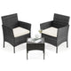 DUMOS 3 Piece Patio Furniture Set, Outdoor Wicker Bistro Set, Black