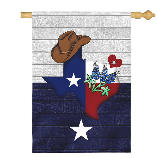 Dacawin Texas Bluebonnet Garden Flag Cowboy Hat Texas State Yard Flag Americana Western House Banner Polyester Double Sided for Outdoor Wall Yard Patio Window Porch Welcome Banners Gift 28 x 40 Inch