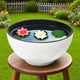 charmshine 13.7inch Large Lotus Bowl Planter Garden Water Plant Pot Bird Bath Bowl Landscaping Planter Water Lily Pots for Outdoor Indoor Planting in Water Small Fountain Base Mini Fish Pond (White)