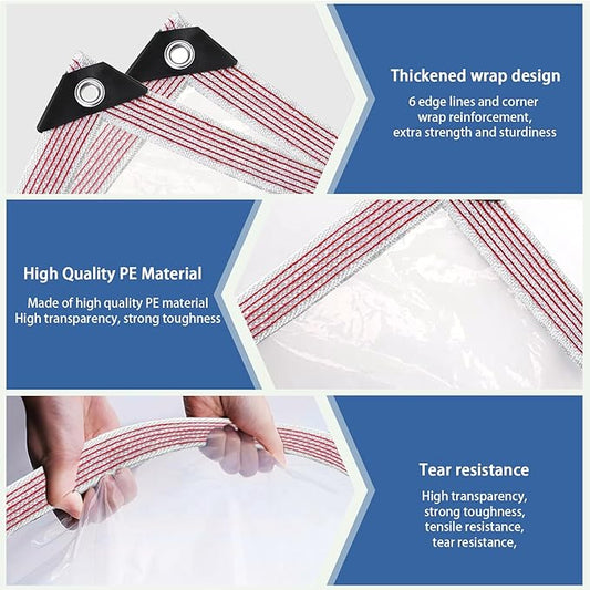 Clear Tarp Waterproof with Grommets 6x10ft,Transparent Tarpaulin Large (Small),Heavy Duty PVC Vinyl Tarps Cover for Outdoor/Camping/Plant/Garden/Chicken Coop