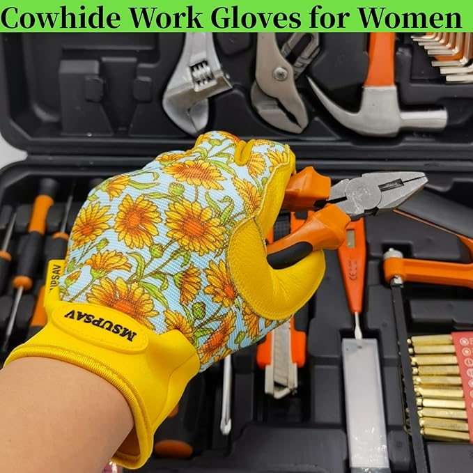Thorn Proof&Puncture Resistant Gardening Gloves with Grip,Garden Glove for Women, Leather Yard Work Gifts