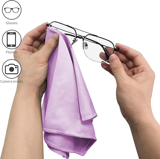 6 Pack Microfiber Glass Cleaning Cloth, 16 Inch X 16 Inch, Lint Free Quickly Clean Window, Glasses, Windshields, Mirrors, and Stainless Steel, Pink