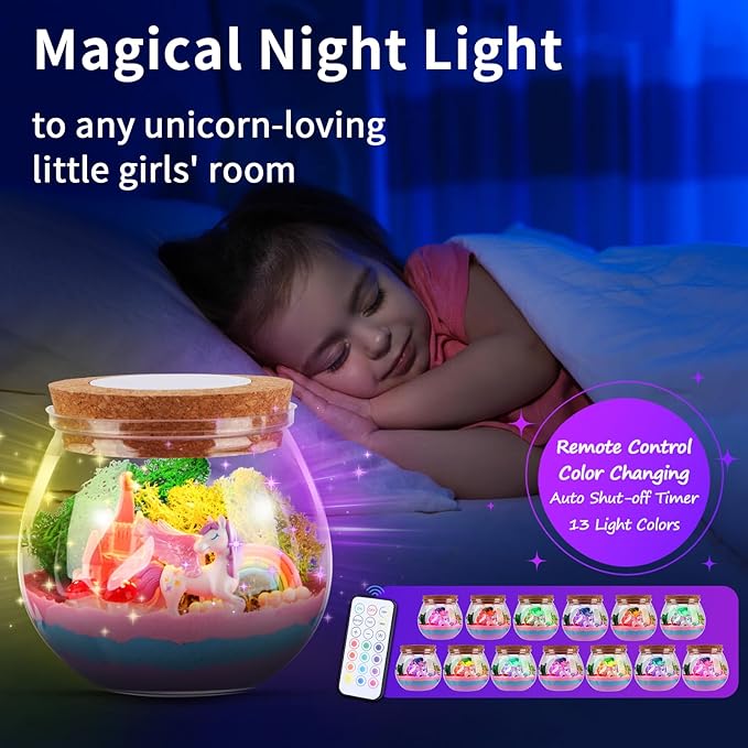Envyvip Unicorn Gifts for Girls 4-12 Years Old, Unicorn Crafts Kit for Kids, Light Up Decoration with Remote Control - Arts and Crafts for Kids, Birthday Gifts Toys for Girls Age 4 5 6 7 8 9 10 11 12