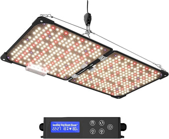 Grow Lights for Indoor Plants, Really Full Spectrum LED Grow Light-Built in UV395nm, with LM218B+ Diodes (544 Pcs),Hd Digital, 4 Modes(Seed Starting, Veg, Bloom, Bloom+), 24H Timing (120W)